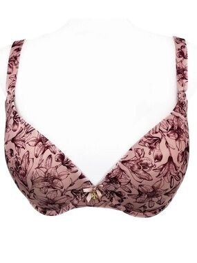 Daisy Fuentes Mauve Pink & Purple Lily Print Floral Padded Pinup Bra 38D DF772x